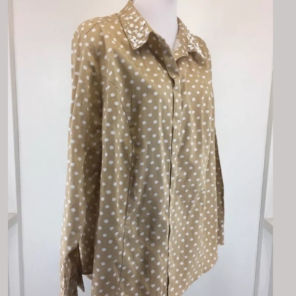 Lane Bryant Polka Dot Embellished Button Shirt - Picture 3 of 5
